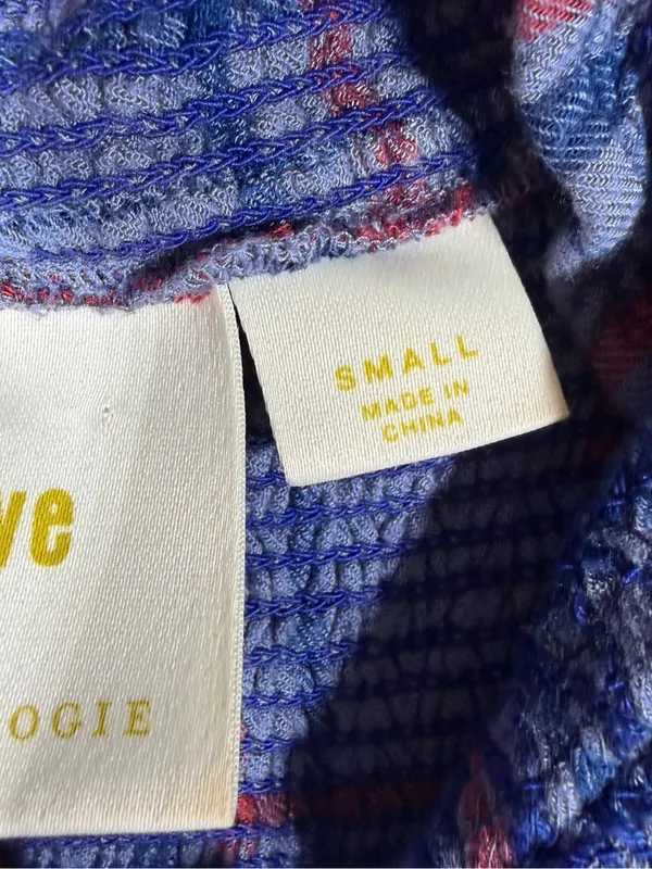 Anthropologie Maeve Blue Lise Plaid Smocked Button‎ Up Top - Image 4