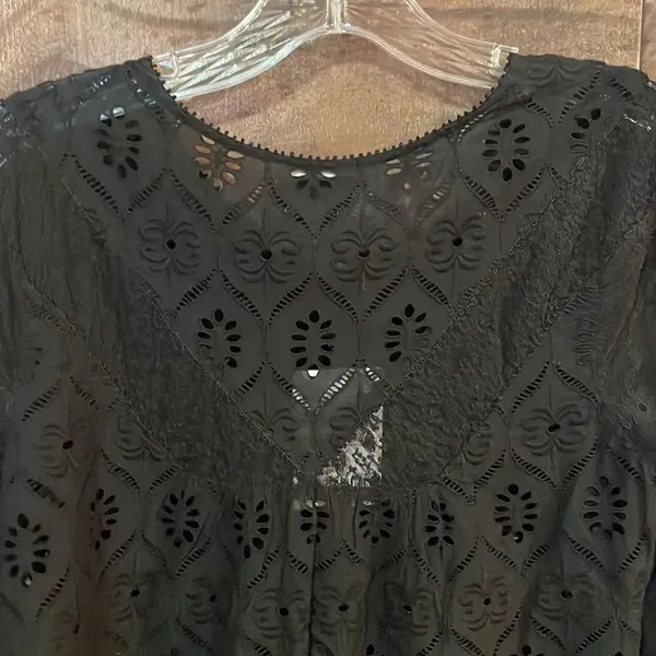 Anthropologie Fleur Wood Black Lace Top with 3/4 Sleeves, NWT - Image 7