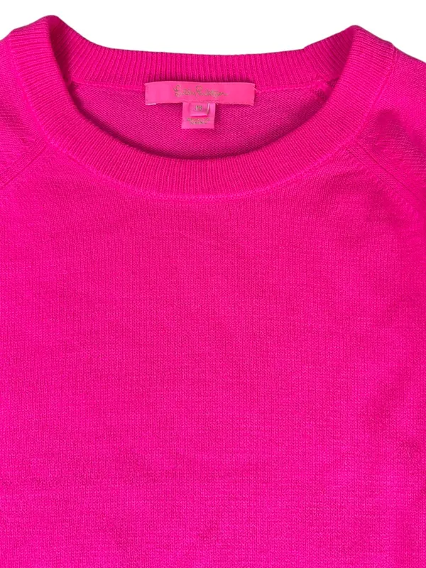 EUC Lilly Pulitzer Alyona Heart Jacquard Puff Sleeve Sweater Pink Size Medium - Image 8