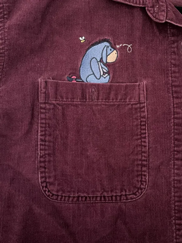 Women’s Vintage Disney Winnie The Pooh Button Up Long Sleeve Corduroy Shirt Sz L - Image 3