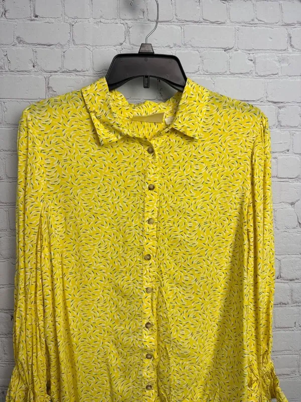 Maeve Anthropologie Blithe Button-Down Top size 12 Bow Detail Sleeve peasant - Image 4