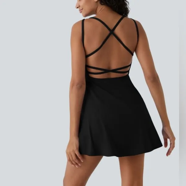 Halara Crisscross Backless Flare Mini Slip Dance Active Dress S NWT - Image 8
