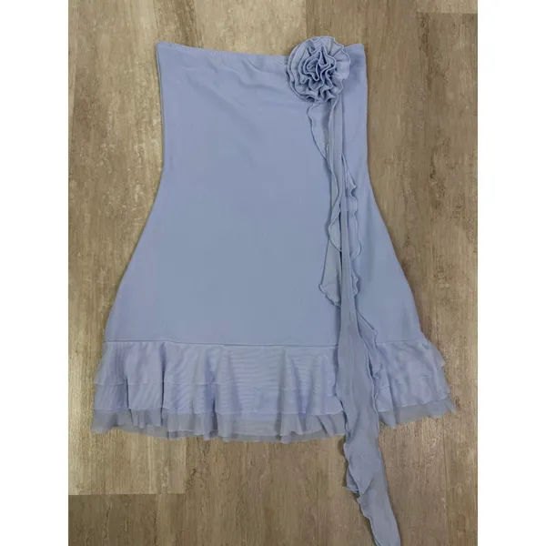 Edikted Thalia Strapless Minidress with Removable Rosette Ruffle Blue Size Small - Image 2