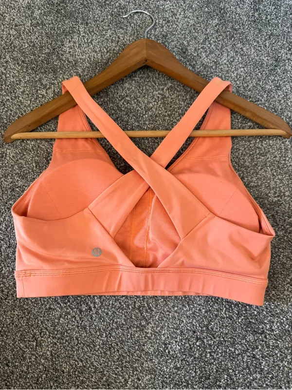 Women’s Lululemon Orange padded cross back athletic sports bra 8 - Image 2