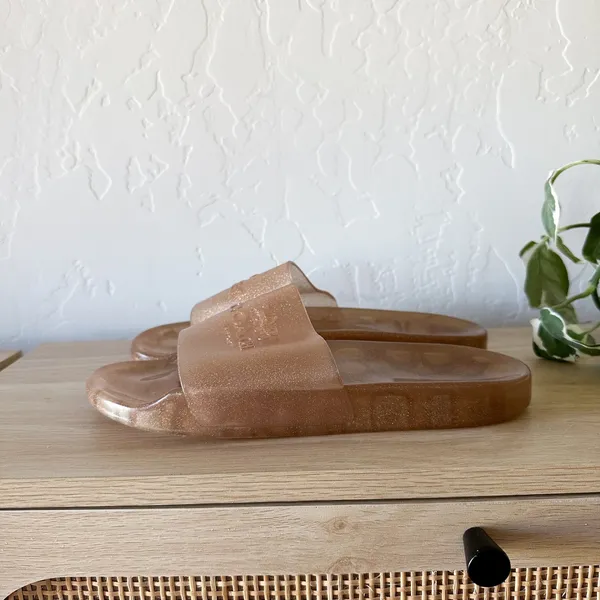 Coach |‎ Ulyssa Glitter Jelly Pool Slide Sandals in Gold Brown - Image 3
