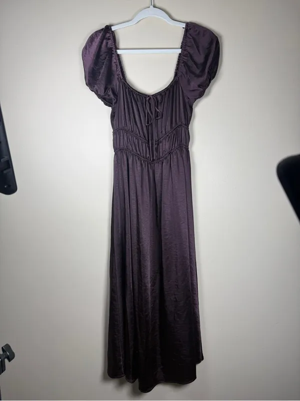 GB Satin Milkmaid Fairy Witchy Midi Dress Sz M Coquette - Image 2