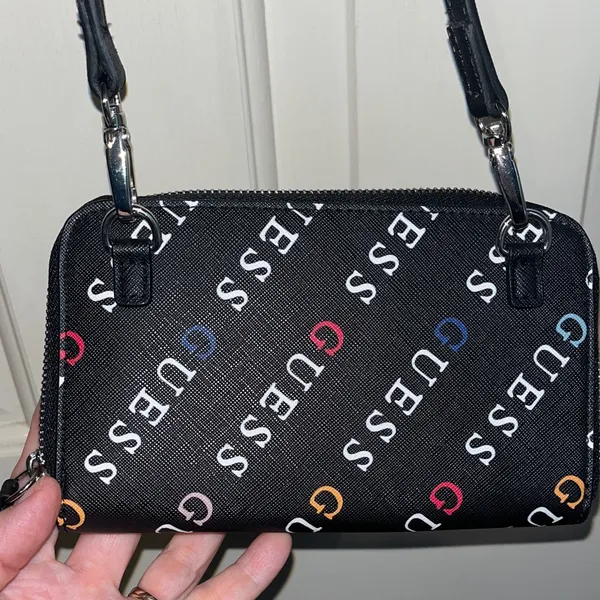 Guess Black Wallet with Multicolor Logo - Image 2