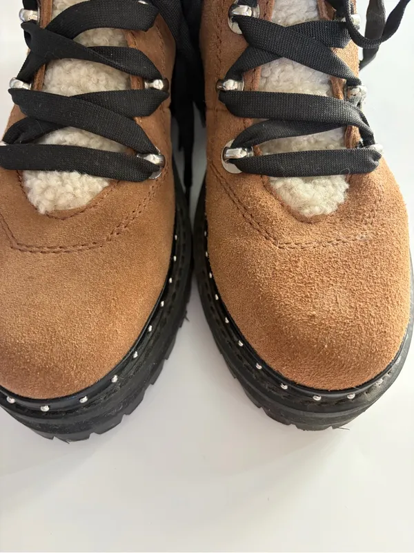 Steve Madden Rainier Chestnut Brown Suede Leather Chunky Boots Size 8 - Image 6