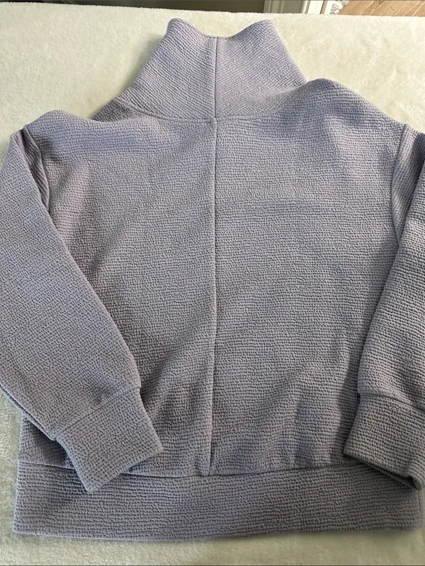 CALIA Lavender Half-Zip Waffle Knit Turtleneck Sweater - Image 2