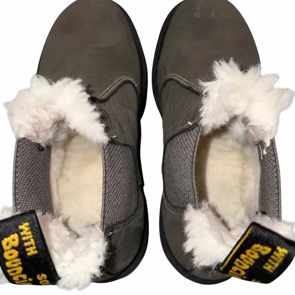 Dr. Martens Gray Tumbled Nubuck Leather Faux Fur Fleece Lined BEX FL Chelsea Boot 36 5 - Image 6