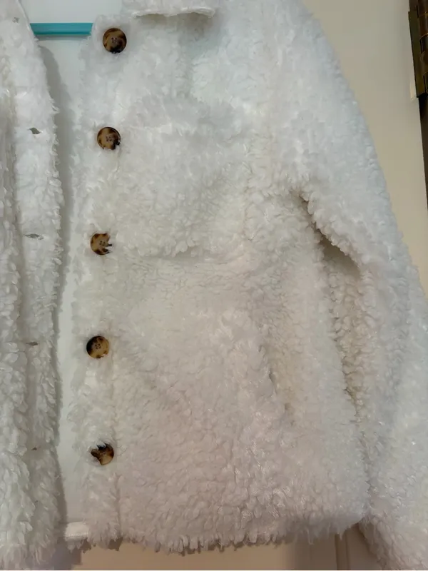 Studio White Fuzzy Shacket Size M Size M - Image 4
