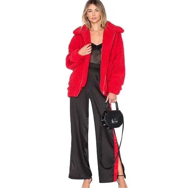 I. Am. Gia Pixie Oversized Teddy Coat Red size Medium Revolve $110 - Image 14
