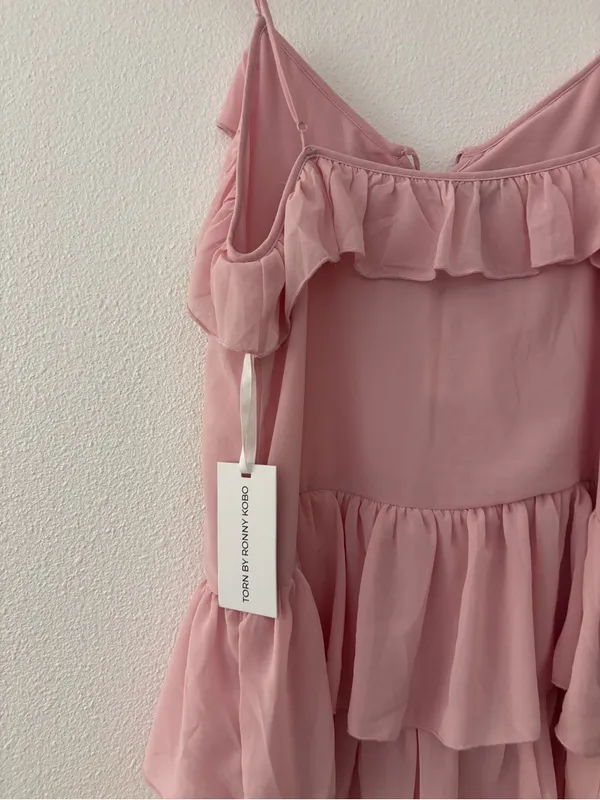 Torn by Ronny kobo pink tiered ruffle dress new nwt - Image 5