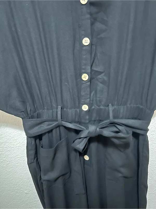 NWT Baltic Born Dallas Utility Jumpsuit Black Cotton Button Front Size Large - Image 11