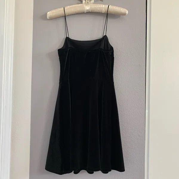 Urban Outfitters Black Velvet Straight-Neck Mini Dress - Image 6