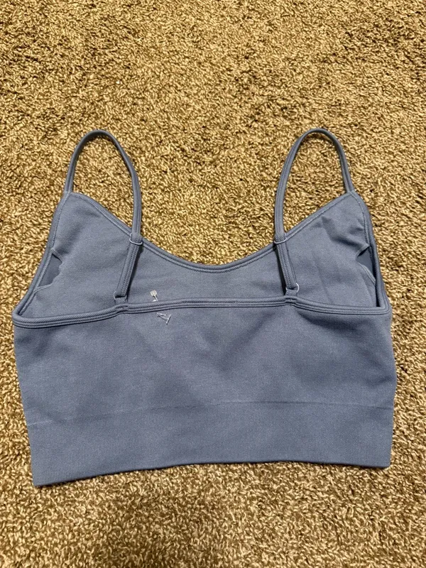 BO+TEE Womens Blue Seamless Spaghetti-Sport Bra - Image 3