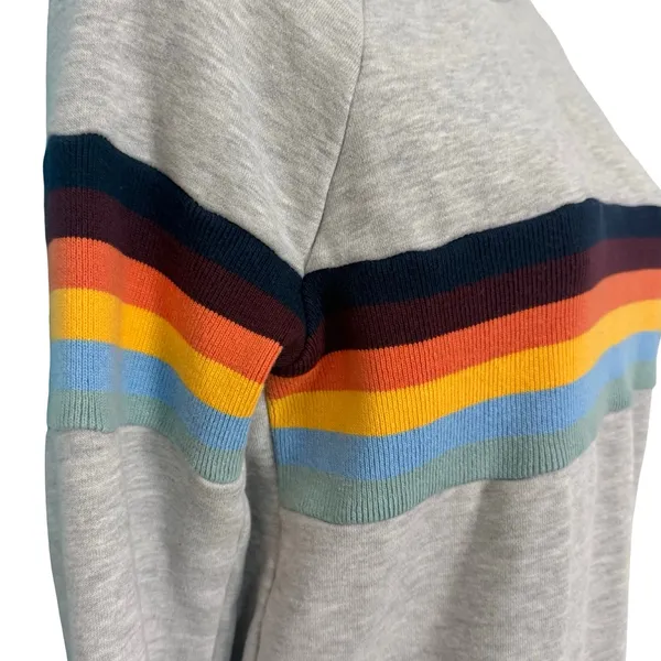 Superdry Grey Vintage Cali Stripe 70s Style Mock Neck Crew Sweatshirt Size 4 - Image 10