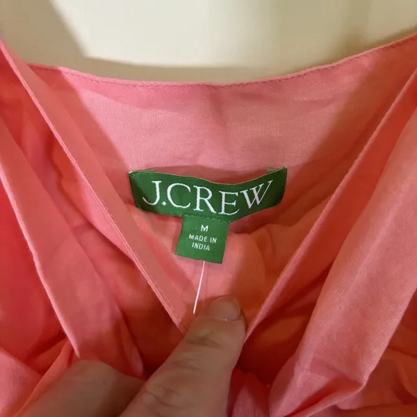 J. Crew Cotton Voile Beach Dress, Bow‎ Front, Coral Pink CoverUp Medium BU441 - Image 6