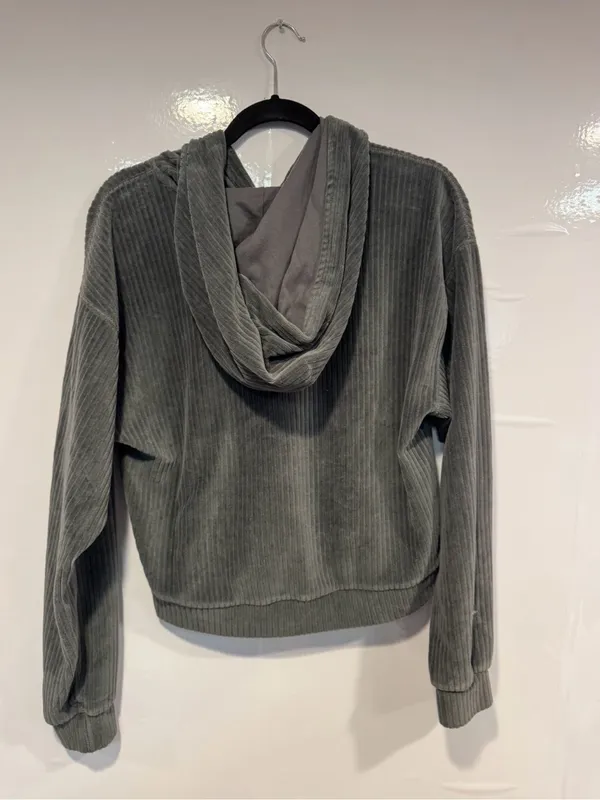 Abercrombie and Fitch‎ Velvet Ribbed Hoodie - Slate Gray - Image 5