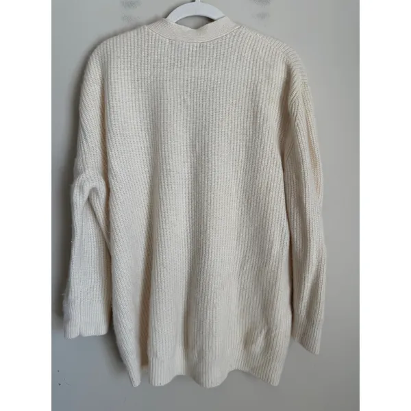 Quince Mongolian Cashmere Oversized Boyfriend Cardigan Sz Med Cream Sweater - Image 3