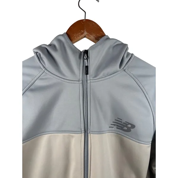 New Balance Womens Size Medium Colorblock‎ Hooded Zip Up Jacket Light Blue Grey - Image 3