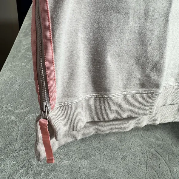 Lululemon Rejuvenate Pullover Sweatshirt Ivory Cream Pink Side Zip Top Women's 6 - Image 4