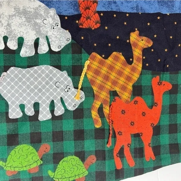 Noah's Ark Quilted Appliqué Novelty Teacher Vest Blue Large - Image 8