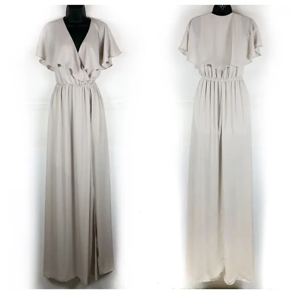 Show Me Your Mumu Audrey Maxi Dress Tan Ruffle Bridesmaid Small Wedding - Image 2