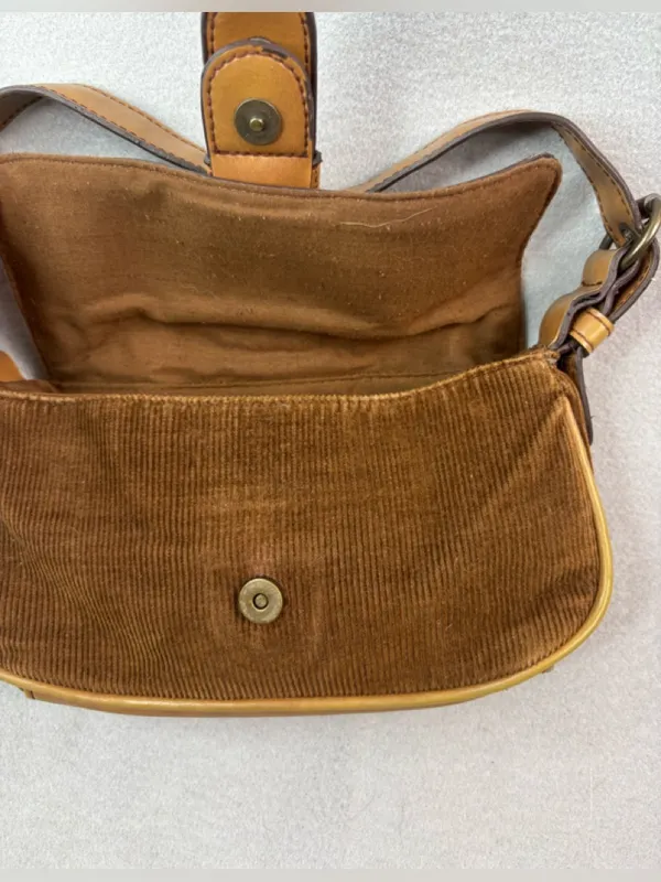 Levi's Brown Corduroy Mini Buckle Bag with Tan Trim - Image 5