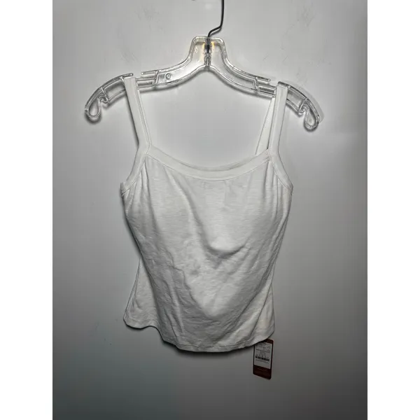 OGL White Ribbed Tank Top Womens Size M Scoop Neck Casual Basic Sleeveless - Image 2