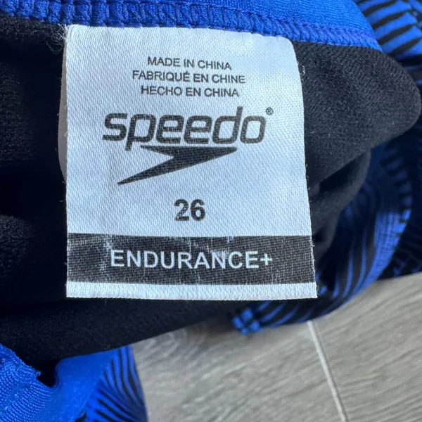 Speedo Endurance+ Blue Black Abstract Flyback One Piece Swimsuit 26 7719902 - Image 4