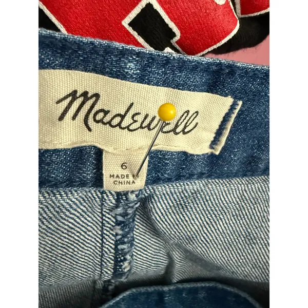 Madewell Denim Wrap Mini Skirt Size 6 Raw Hem Tie Waist - Image 4