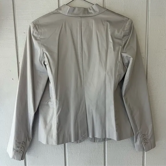 Norma Kamali Two Button Cotton Blazer Tailored‎ Suit Jacket Gray Size 10 - Image 5