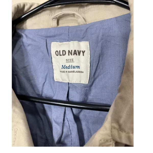 Old Navy Womens‎ Coat Belted Double Breasted Beige Jacket Medium - Image 4