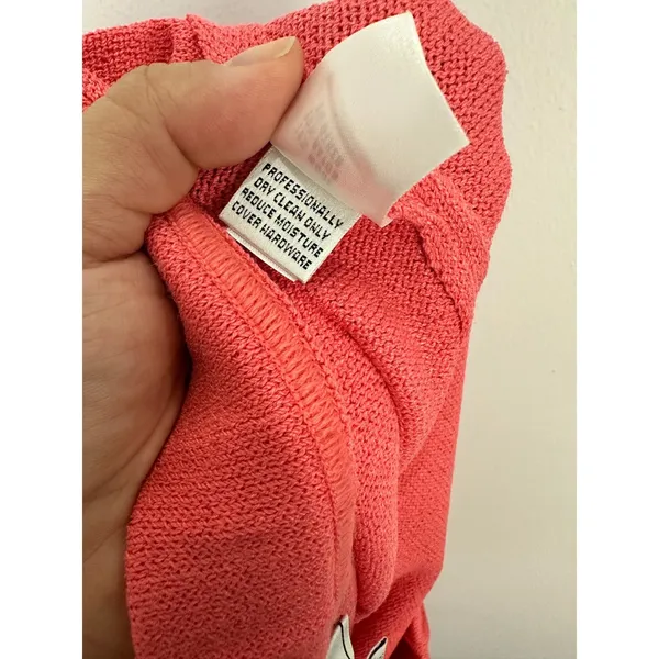 St. John Sport‎ Knit Pants XL Coral Pink Lace Trim Cropped Wool Blend Luxury - Image 9