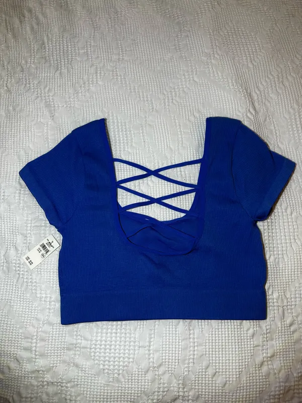 Aerie Seamless Cap Sleeve Bralette Top - Electric Blue - Image 5