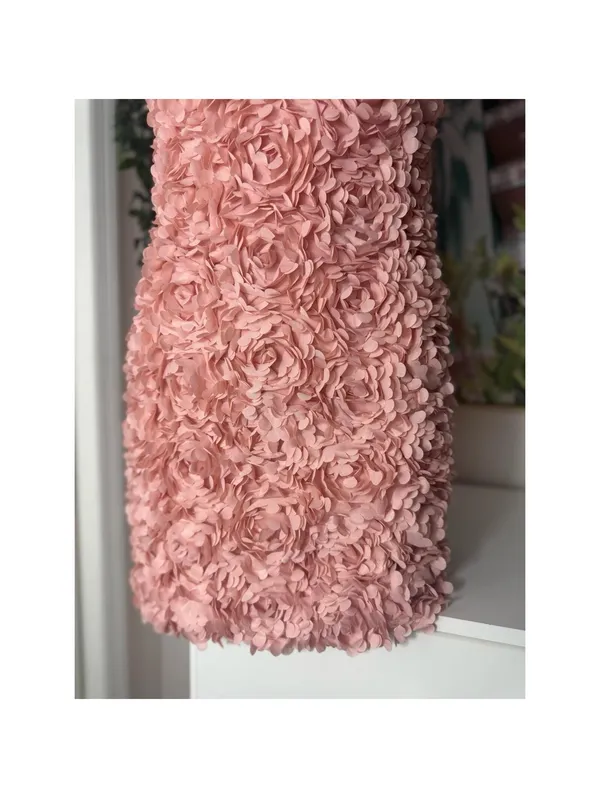 River Island Pink 3D Floral Mini Dress XS Petal Textured Bodycon Party - Image 4
