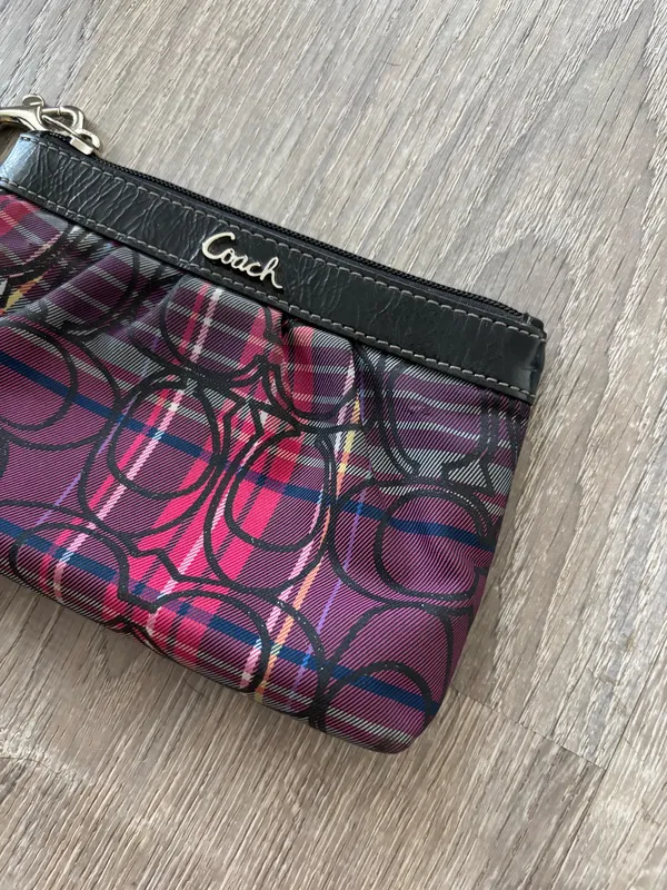 Vintage Y2k Coach Poppy Signature Plaid Tartan Pleated Wristlet Wallet - Image 6