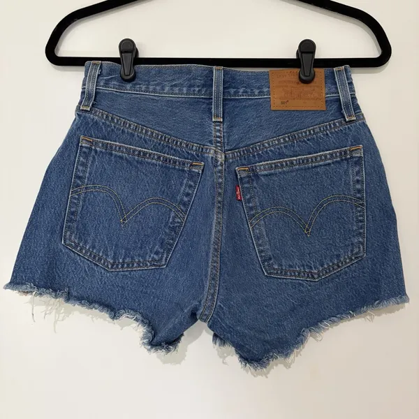 Levi's 501 Distressed Cut Off Medium Wash Denim Button Fly Short 25 Festival - Image 4