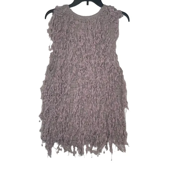 Umgee Women's‎ Cardigan Wrap Shaggy Open Front Fringe Vest Sleeveless Grey Large - Image 10