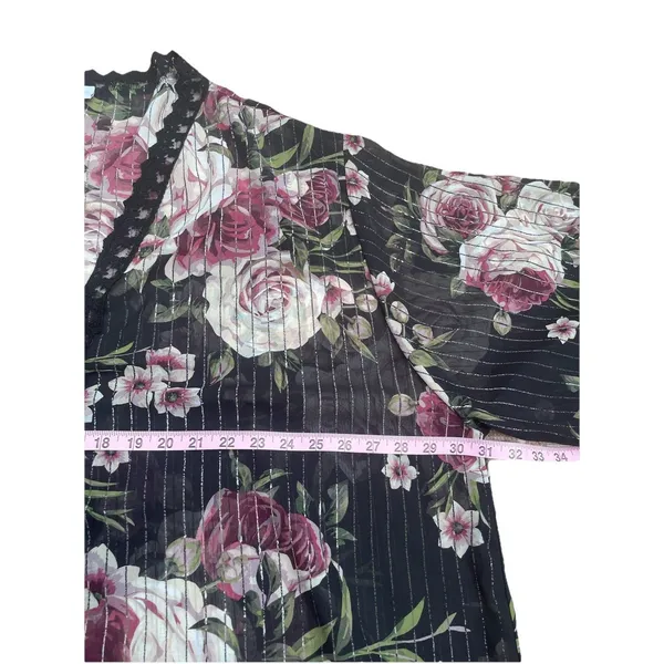 LuLaRoe Black Rose Floral Kimono Lace Duster XL Boho Whimsigoth Resort Cruise Cover Up - Image 11