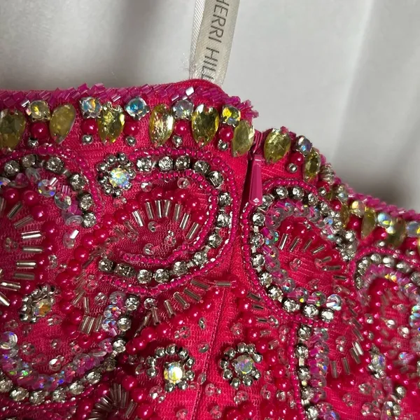 Vintage Sherri Hill Pink Rhinestone Strapless Formal‎ Prom Homecoming Dress 0 - Image 7