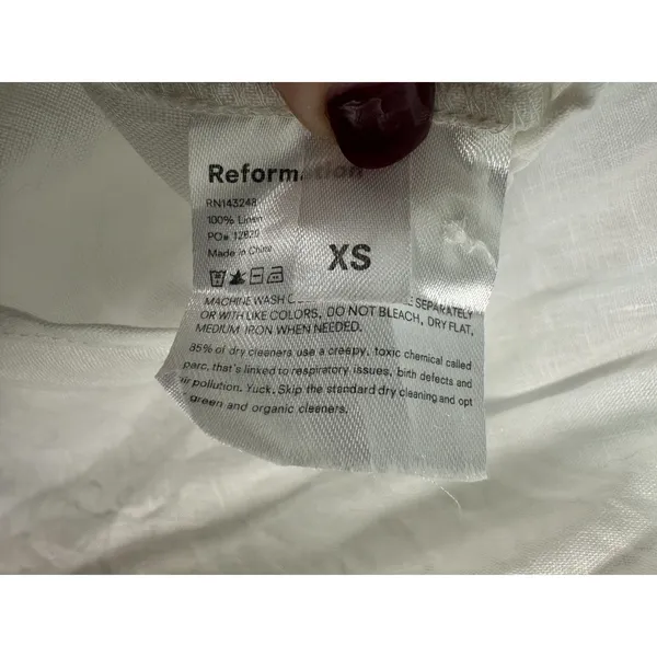 Reformation Long Sleeve White Linen Button Blouse Size XS - Image 6