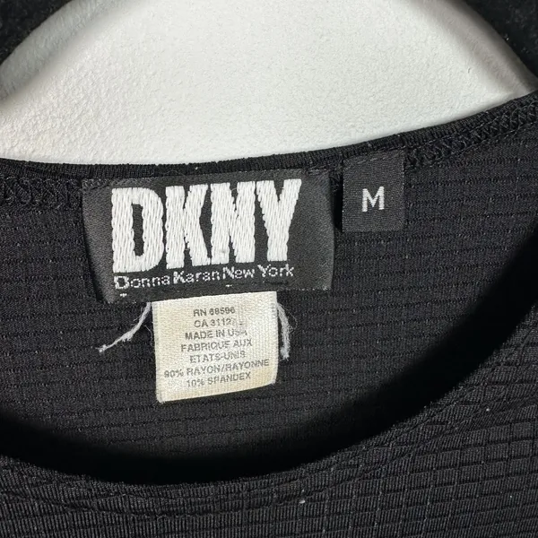 Vintage DKNY Medium Womens Top Tee Black Stretch Short Sleeve 90s Grunge Shirt - Image 5