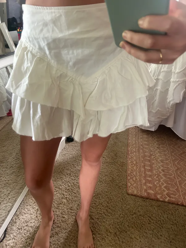 Francesca's Denim Ruffle Skirt - Image 3