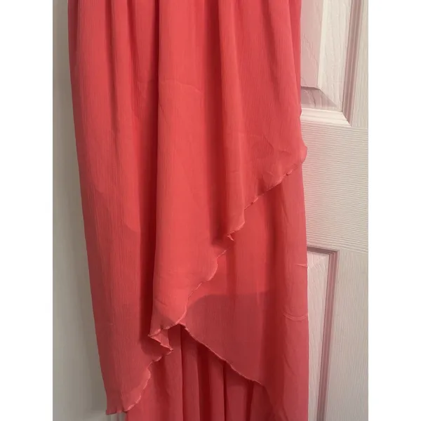 Xhilaration S/P Coral Pink Hi-Low Maxi Dress Layered Ruffle Tie Back - Image 2