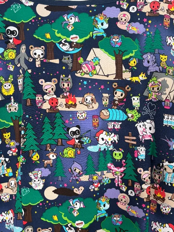 Koi Tokidoki Women L Summer Camp Eve Scrub Top Shirt Stretch Pockets Nursing - Image 5