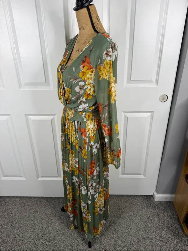 Kate & Lily Floral Sage Green Maxi Dress Size 14W - Image 7