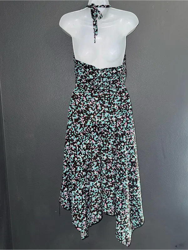 BCBGMaxazaria Women's V-Neck Halter Brown Green Dress size Small - Medium - Image 5
