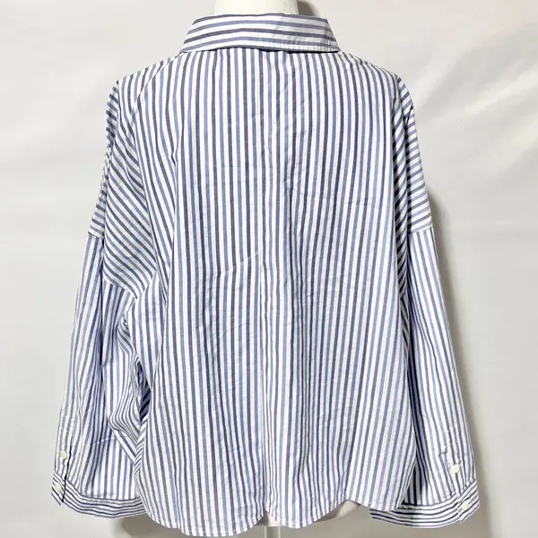 New Everlane 100% Cotton The Woven PJ Button Down Top Blue Stripe Size XL - Image 11